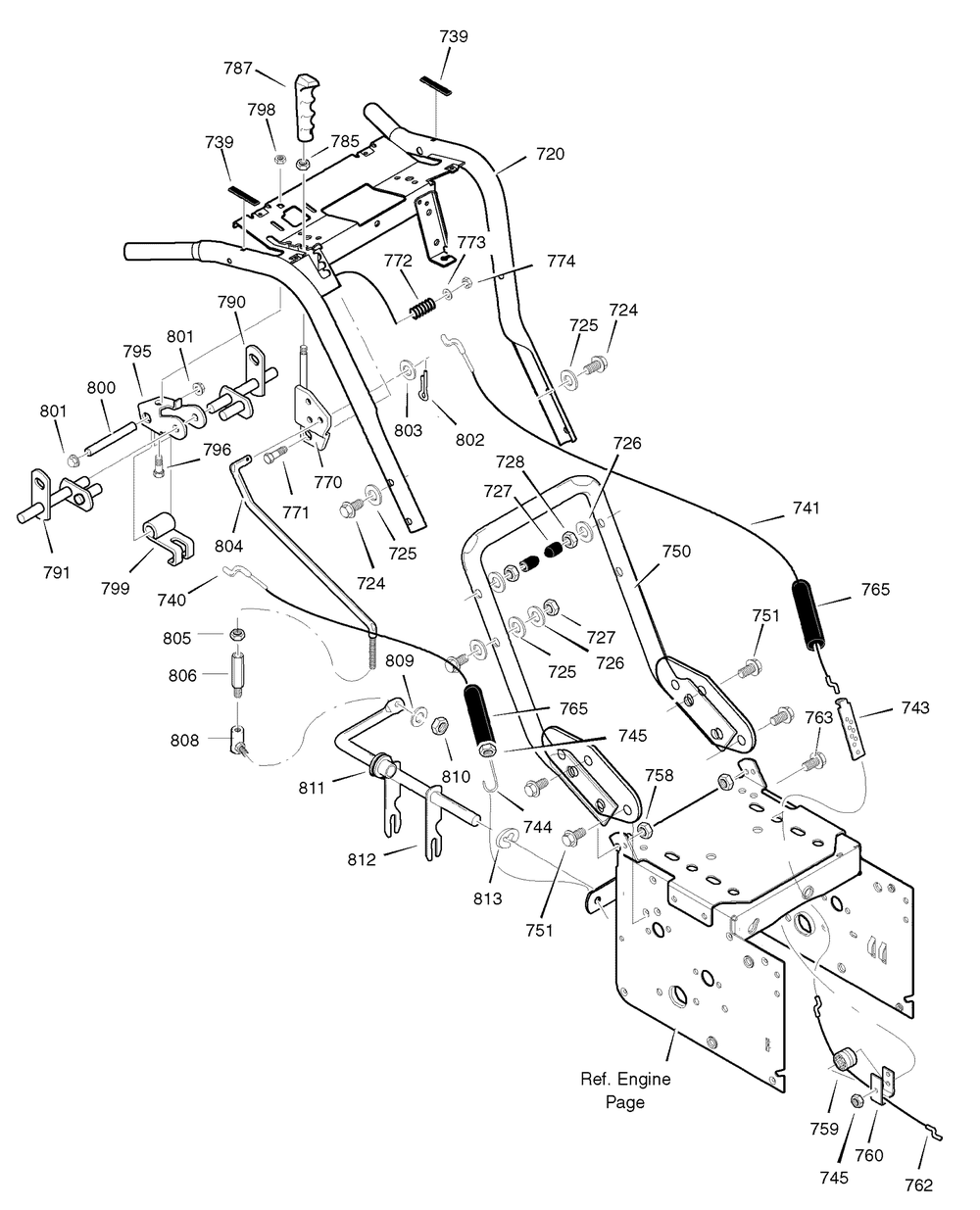 Handle Assembly Diagram and Parts List for 1695369-6291570X54 2007 Briggs and Stratton Snow Blower